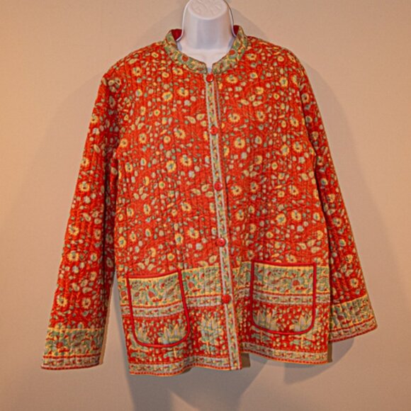 LaCera Quilted Mandarin Jacket Size 1X Can be reversable - Picture 1 of 6
